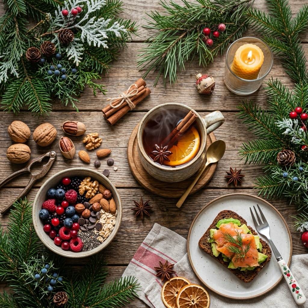 Sapin de Noël illuminé et décoration festive — chaleur et bien-être en famille pour les fêtes